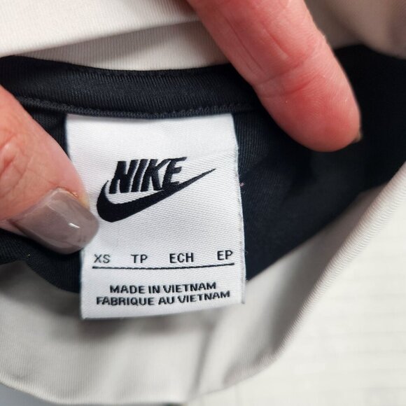 Nike Sportswear Team Long Sleeve High Neck Cropped Top Black White Logo XS - Picture 9 of 14